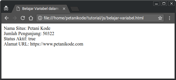 Menampilkan Variabel