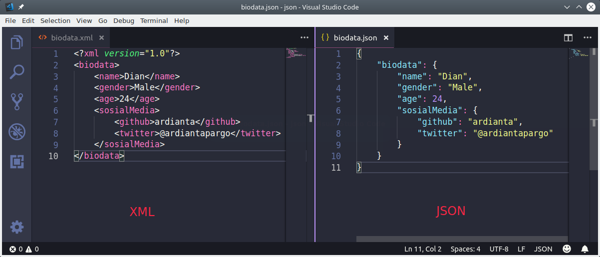 Perbandingan JSON dengan XML