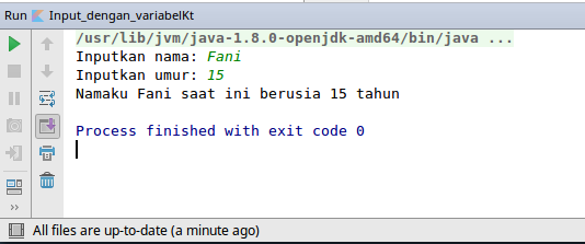 Hasil input tanpa variabel