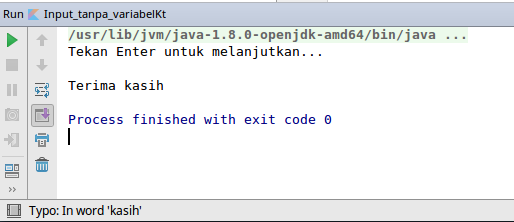 Hasil input tanpa variabel