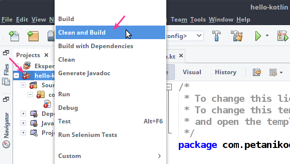 Kode Kotlin di Netbeans