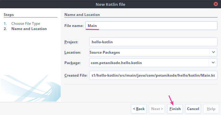 Memberikan nama file kotlin