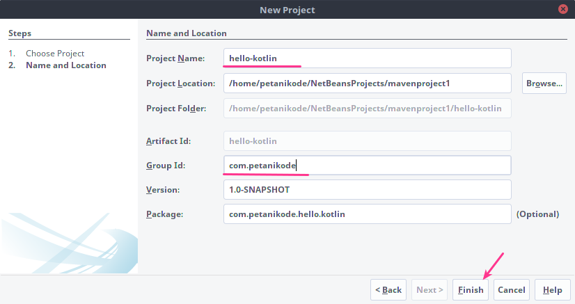 Memberikan nama proyek