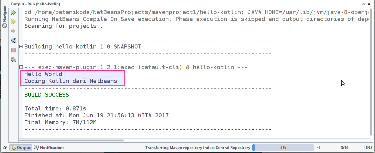 Run Program Kotlin di Netbeans