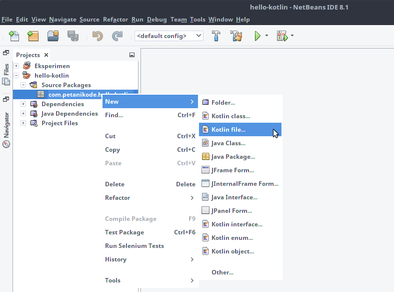 Menambahkan file kotlin di proyek