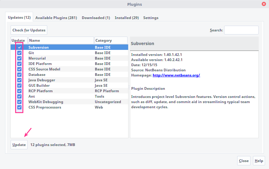 Setting Plugins Netbeans