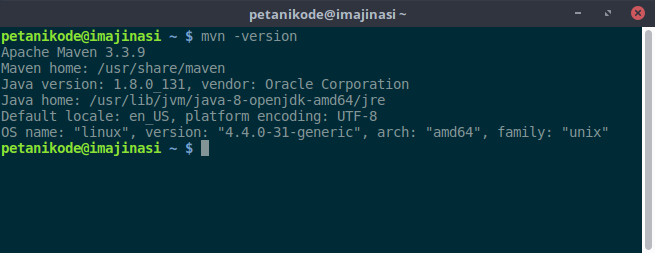 Periksa Versi Maven yang terinstall