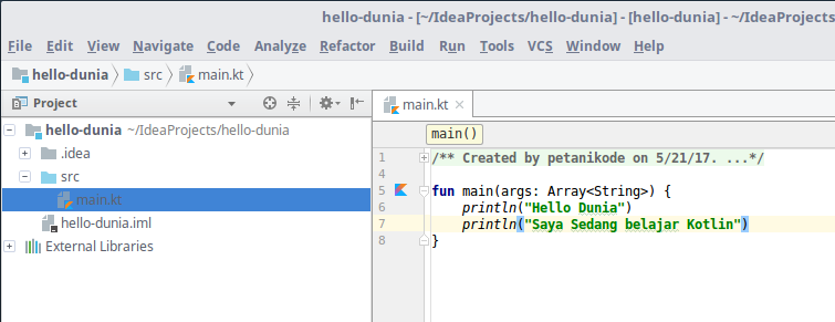 Menulis kode kotlin