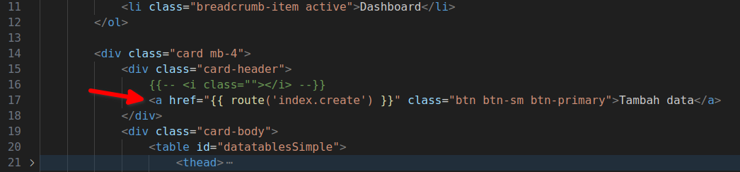 Kode view index blade tambah link