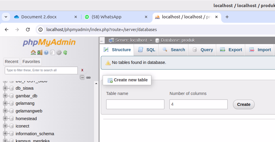 Database sudah dibuat
