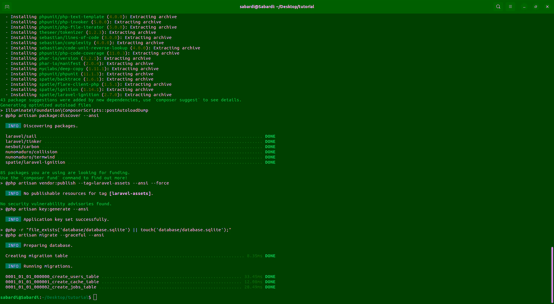 Proses install laravel