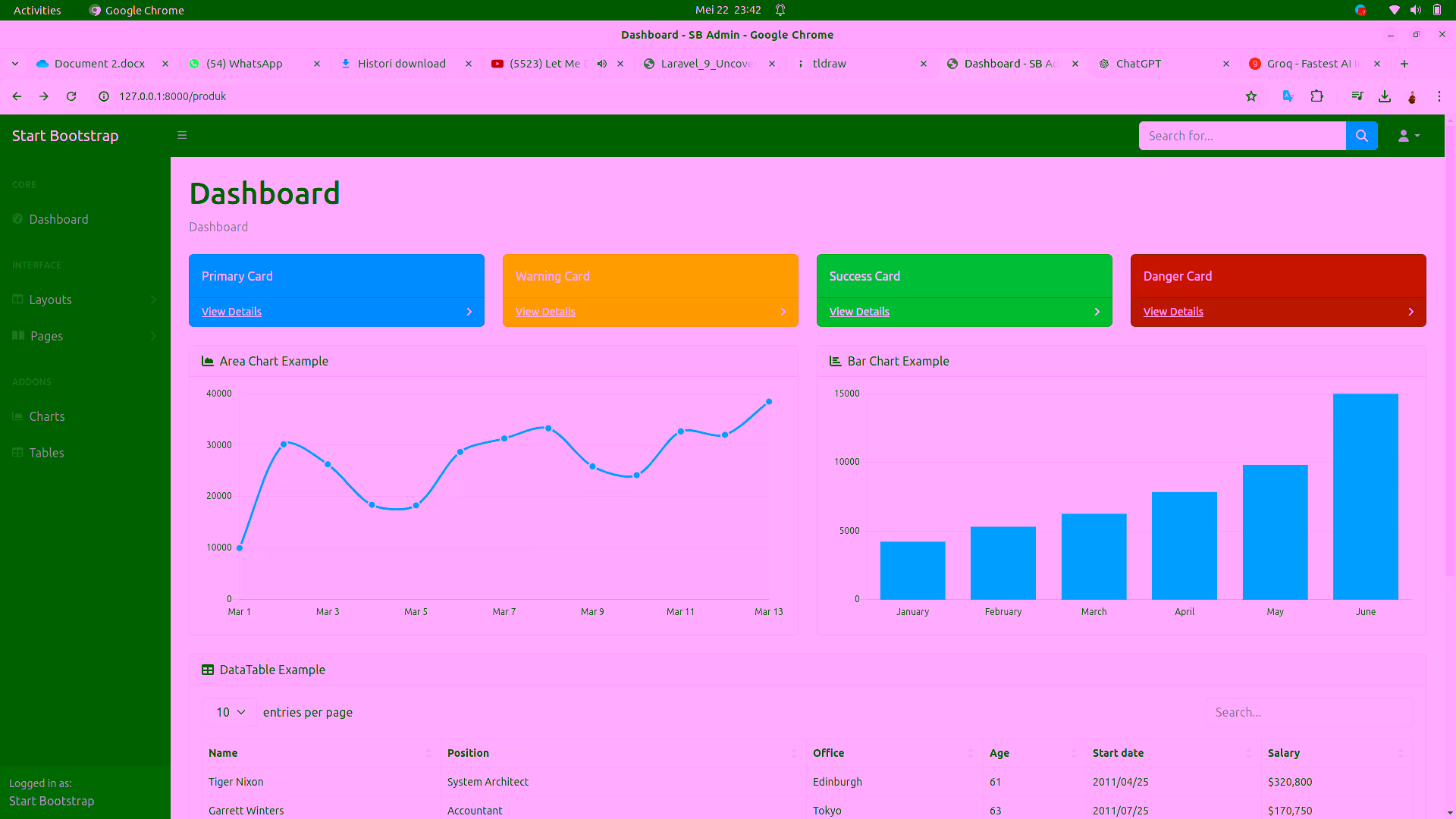 Tampilan template bootstrap di Laravel