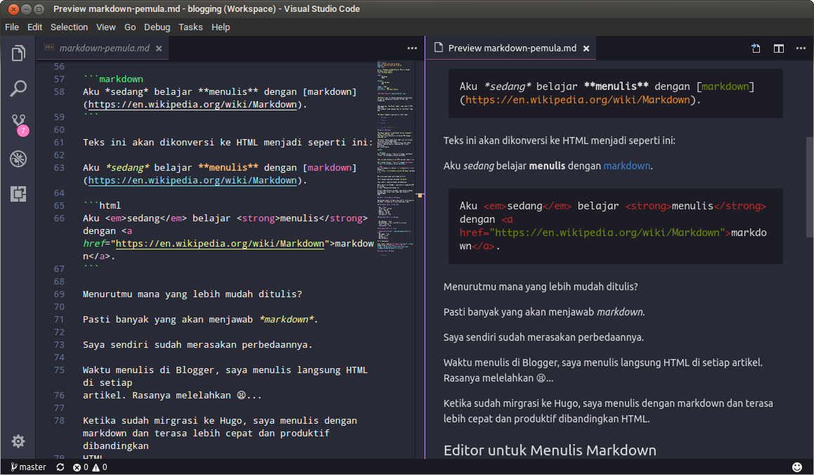 Markdown di VS Code