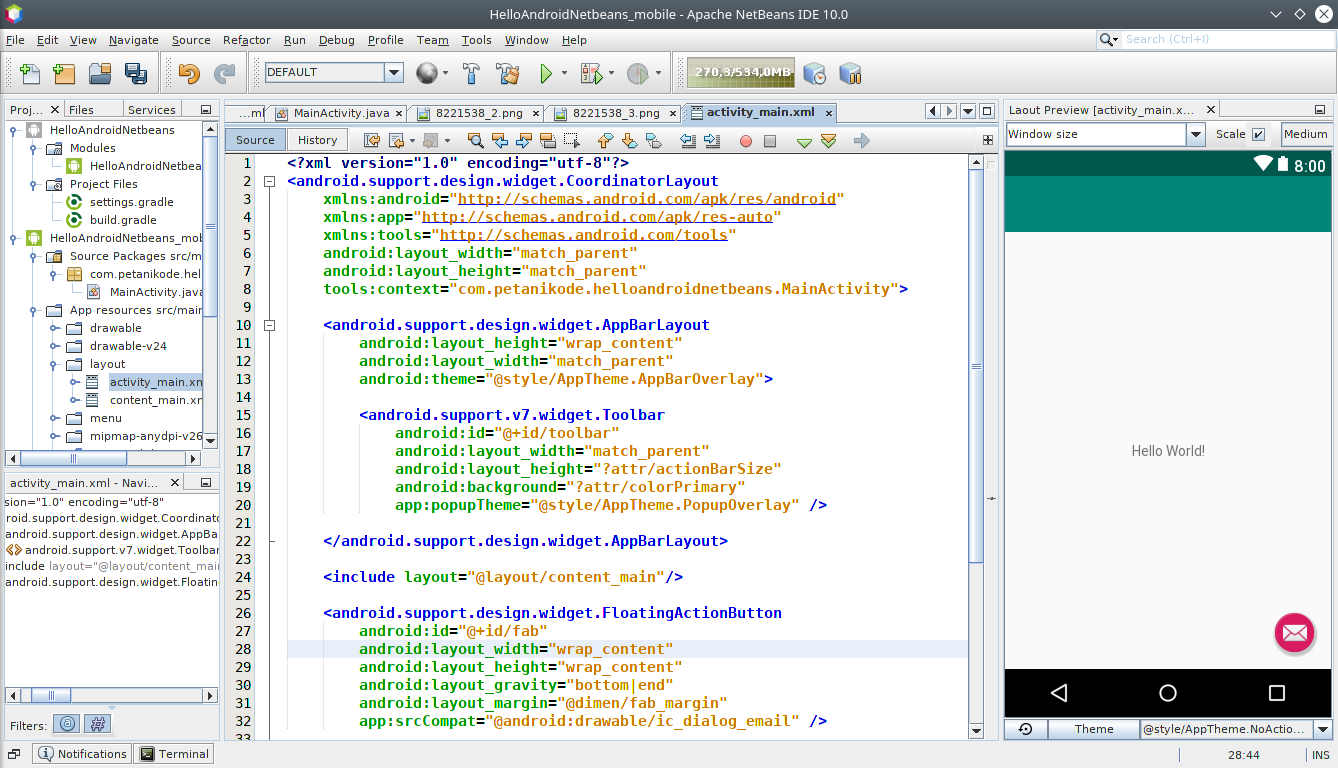 Layout preview di netbeans