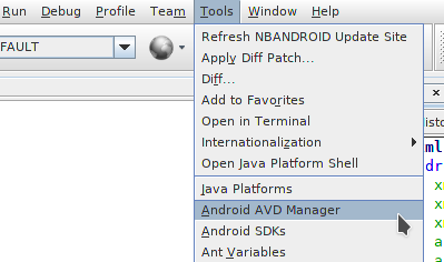 Menu AVD Manager