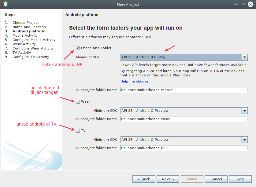 New Android Project Netbeans