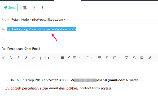 Membalas email dari contact form Membalas email dari contact form