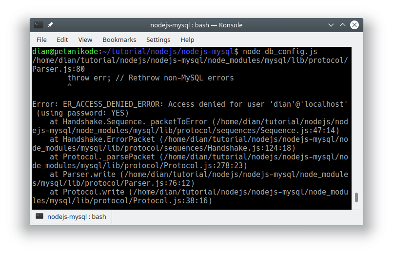 Error koneksi ke database