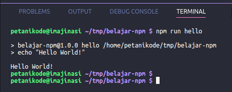 Run Script Hello dengan NPM