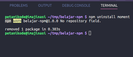 Menghapus modul nodejs