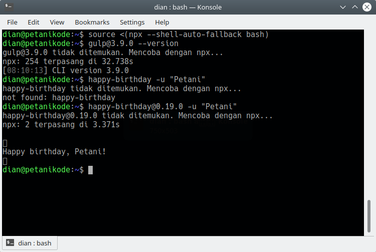 Shell auto fallback npx