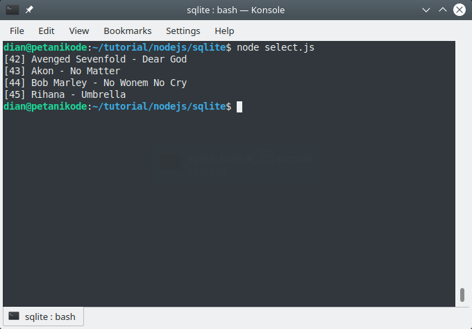 Membaca data dari sqlite
