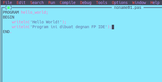 Tampilan Free Pacal IDE