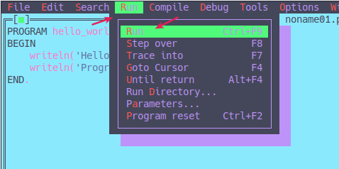 Menjalankan program di FP IDE