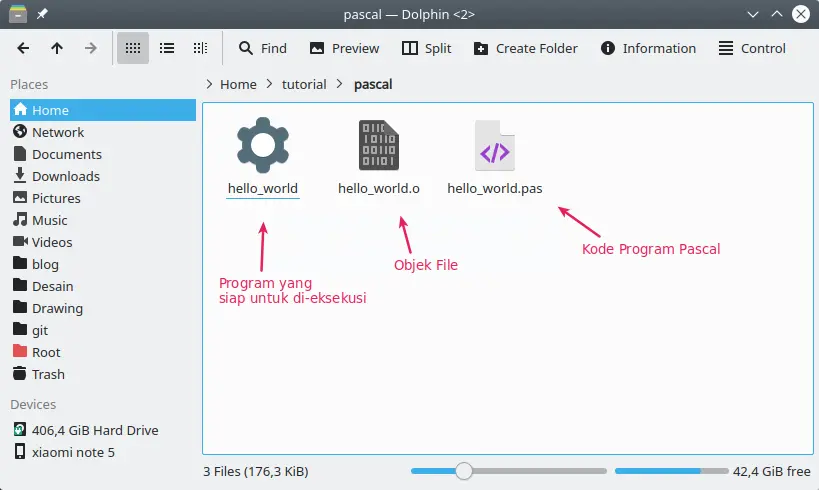 Hasil Compile program pascal dengan Free Pascal