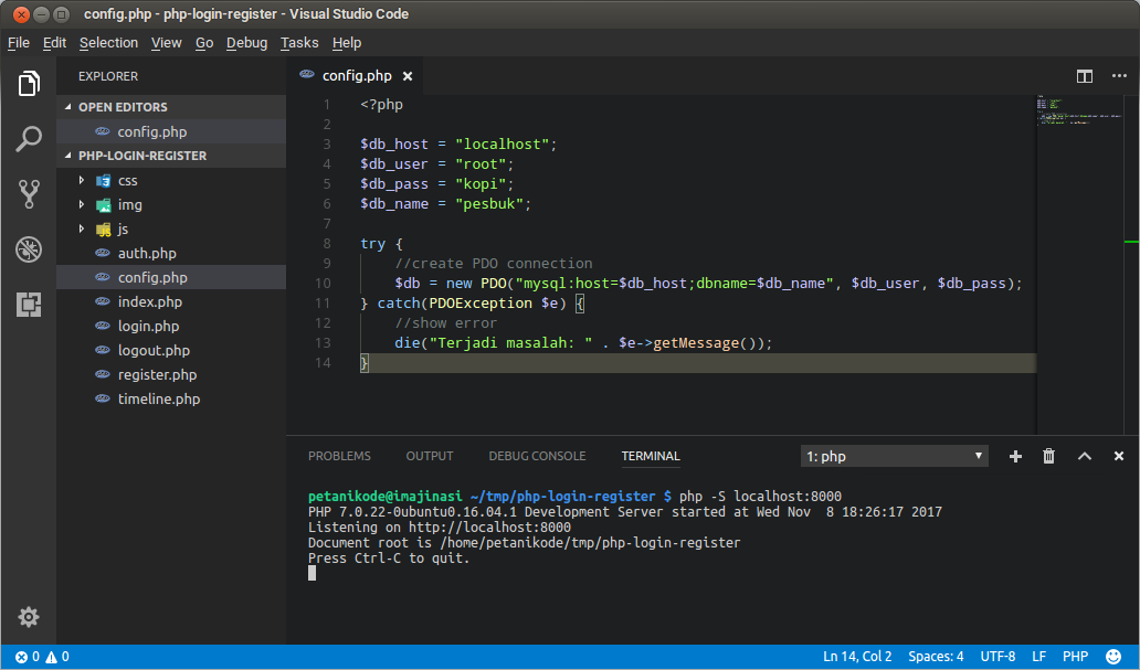 Menjalankan Server PHP