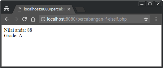 Contoh kondisi if/elseif/else