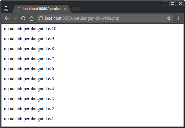 Contoh perulangan do/while