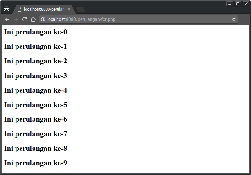 Contoh Perulangan For
