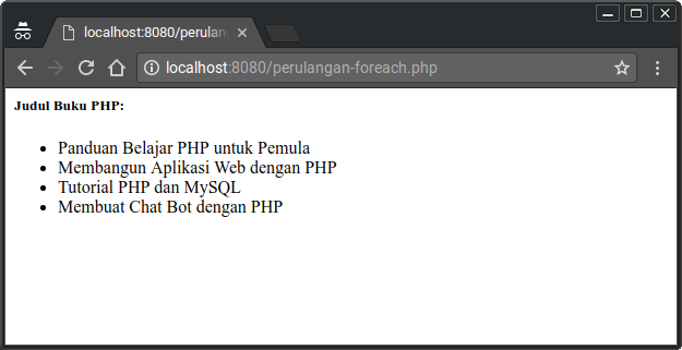 Contoh perulangan foreach di PHP