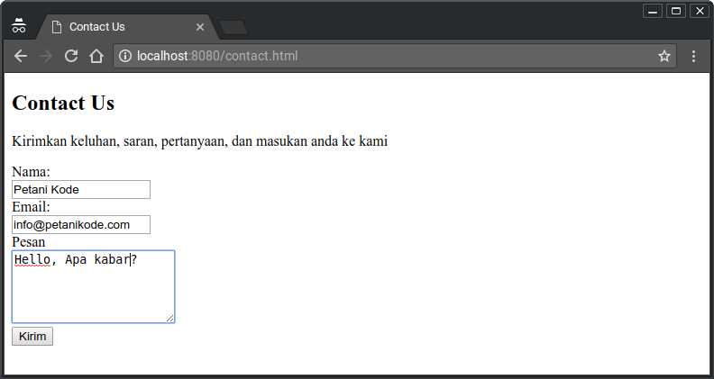 Kirim email melalui contact form