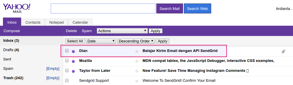 Inbox email Yahoo