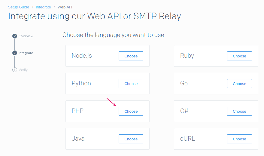Pilih bahasa pemrograman PHP untuk implementasi