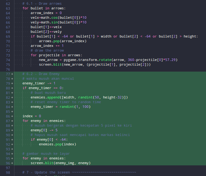 Kode untuk menggambar musuh