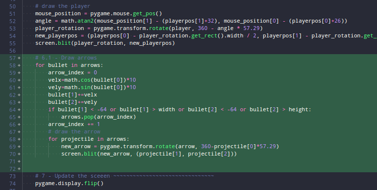 Kode untuk menggambar panah