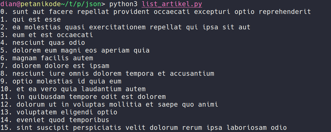 output program list artikel