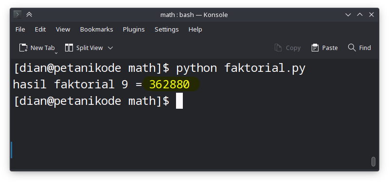 Contoh faktorial di Python