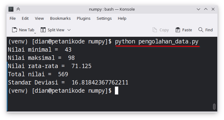 Contoh coding data statistik dengan Python