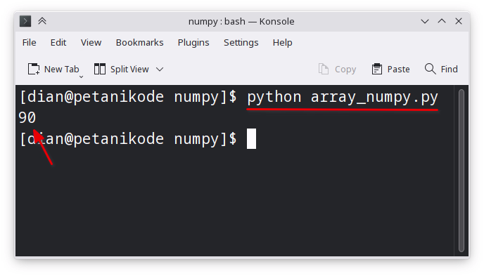 Contoh list dengan Numpy