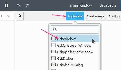 new gtk window