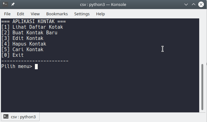 Uji coba aplikasi: keluar