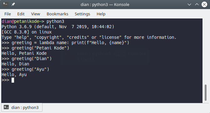 Contoh Fungsi lambda di Python