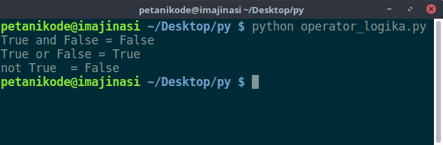 Hasil program operator logika