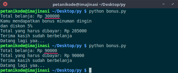Program bonus dan diskon dengan python