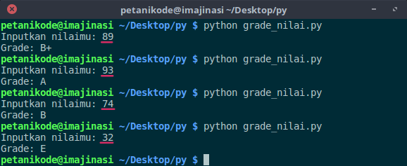 Program hitung grade nilai
