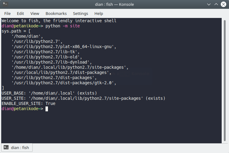 Lokasi penyimpanan paket python